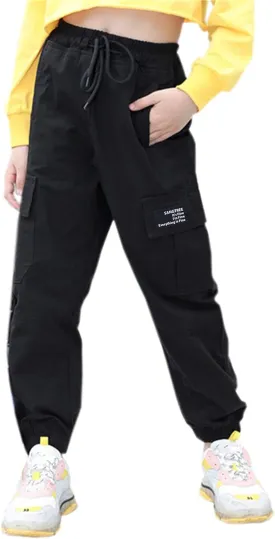 SANGTREE Girls & Womens Drawstring Cargo Jogger Pants,3 Years - Women 3XL SANGTREE Girls & Womens Drawstring Cargo Jogger Pants,3 Years - Women 3XL