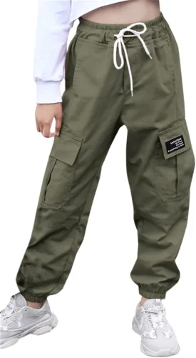 SANGTREE Girls & Womens Drawstring Cargo Jogger Pants,3 Years - Women 3XL SANGTREE Girls & Womens Drawstring Cargo Jogger Pants,3 Years - Women 3XL