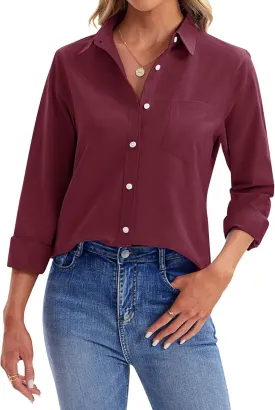 siliteelon Womens Button Down Shirts Long Sleeve Collared Office Work Blouses Tops with Pocket Oxford Shirts siliteelon Womens Button Down Shirts Long Sleeve Collared Office Work Blouses Tops with Pocket Oxford Shirts
