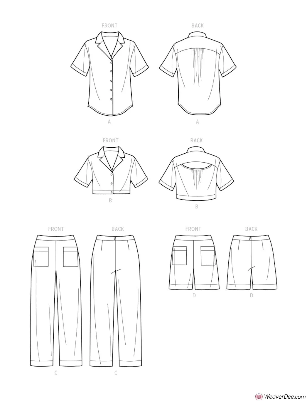 Simplicity Pattern S9610 Misses' Set of Tops, Cropped Pants & Shorts