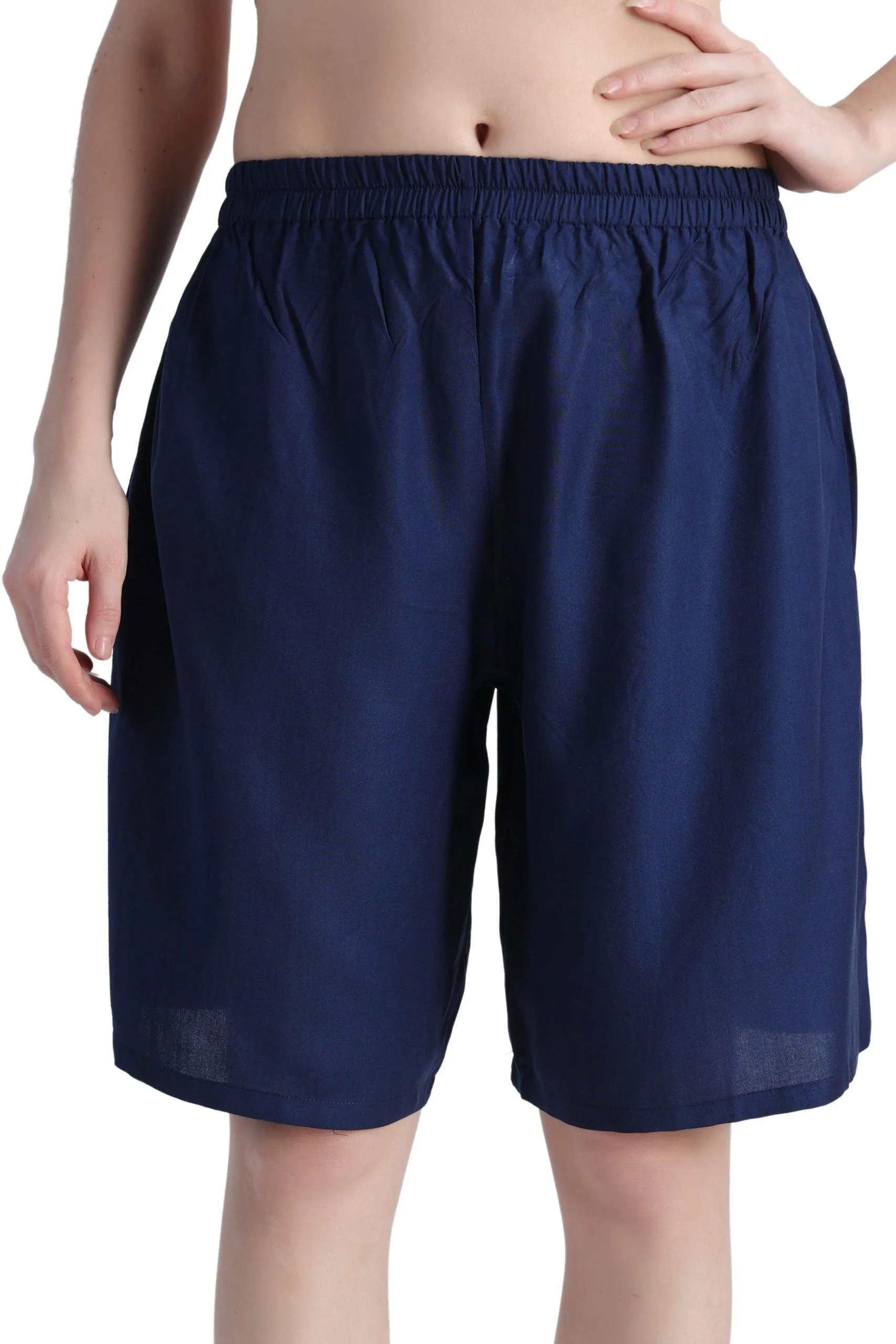 Solid Knee Length Shorts