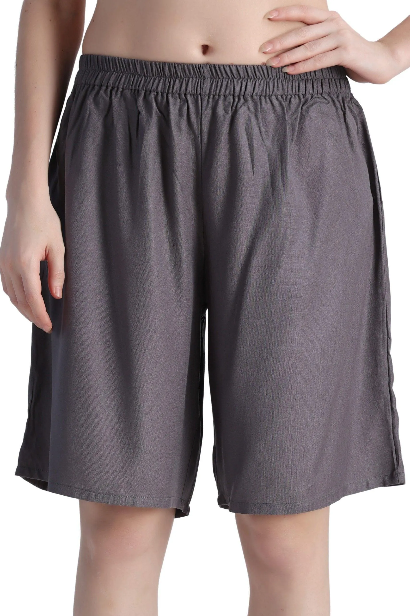 Solid Knee Length Shorts