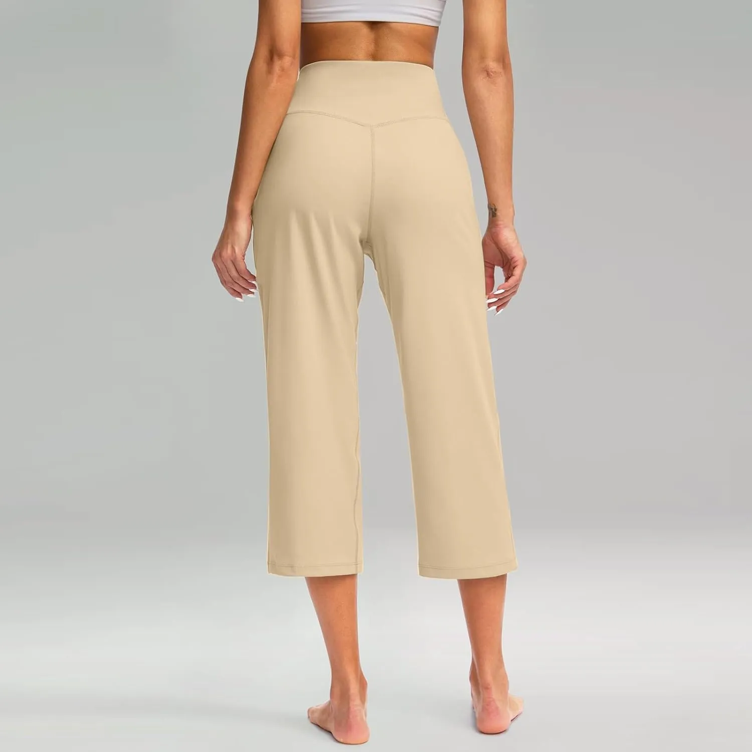 Summer Capri Pants for Women High Waist Workout Legging with Pockets Tummy Control Leggings Crop Straight Yoga Pant