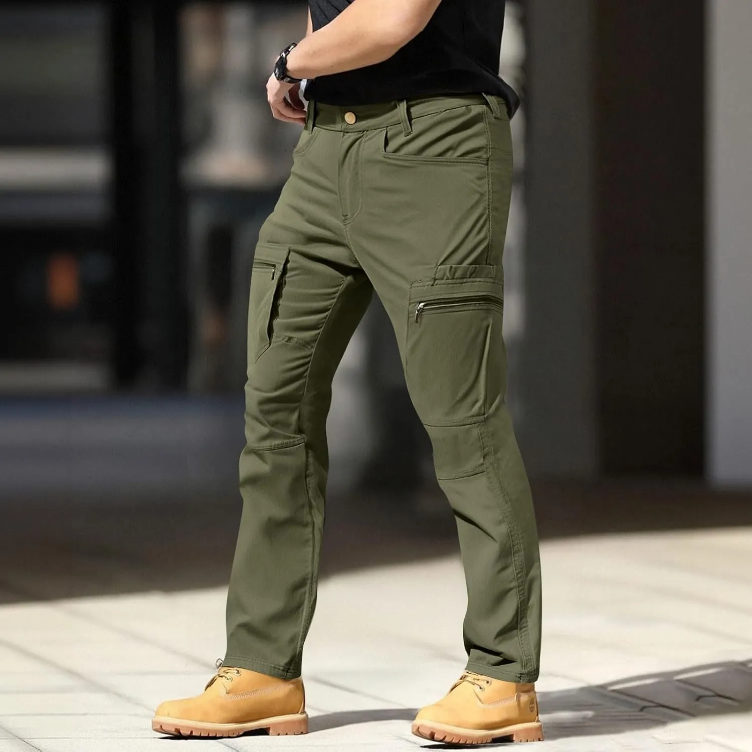 Tactical Cargo Pants for Men Slim Fit Water Resistant Quick Dry Travel Pants Wrinkle Free Work Outdoor Hiking Trousers