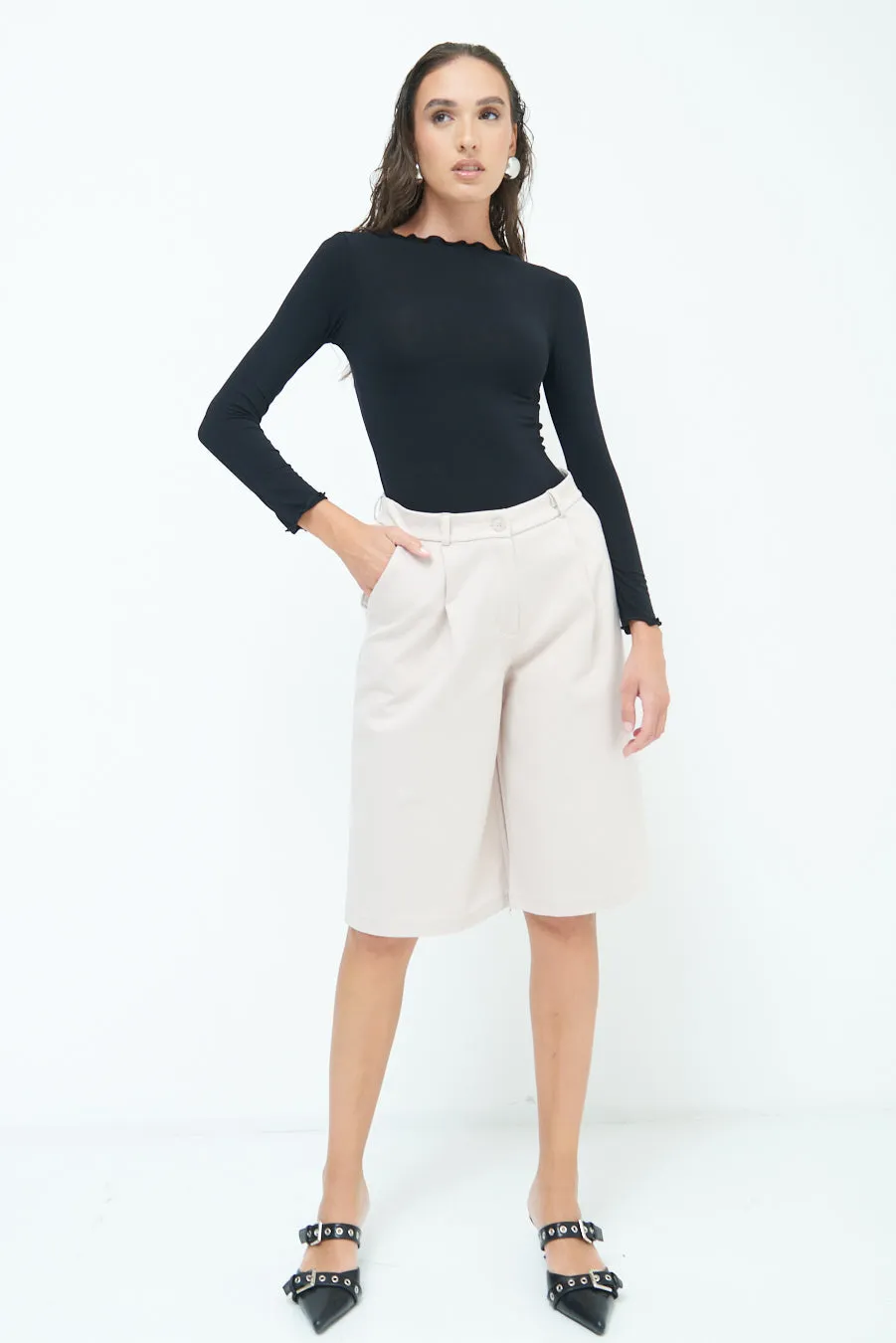 Tailored knee-length shorts wholesale