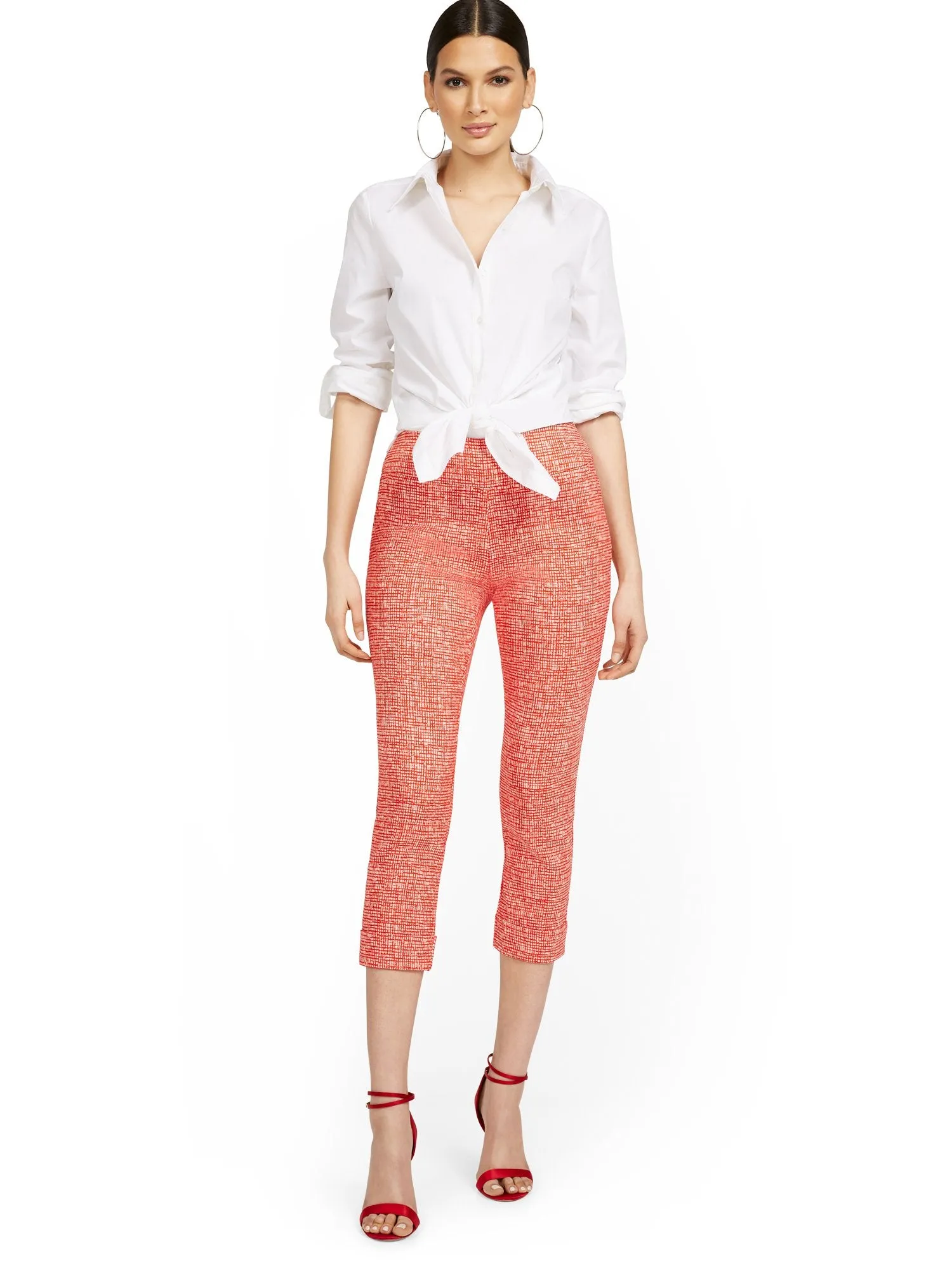 Tall Whitney High-Waisted Pull-On Slim-Leg Capri Pant - Crosshatch
