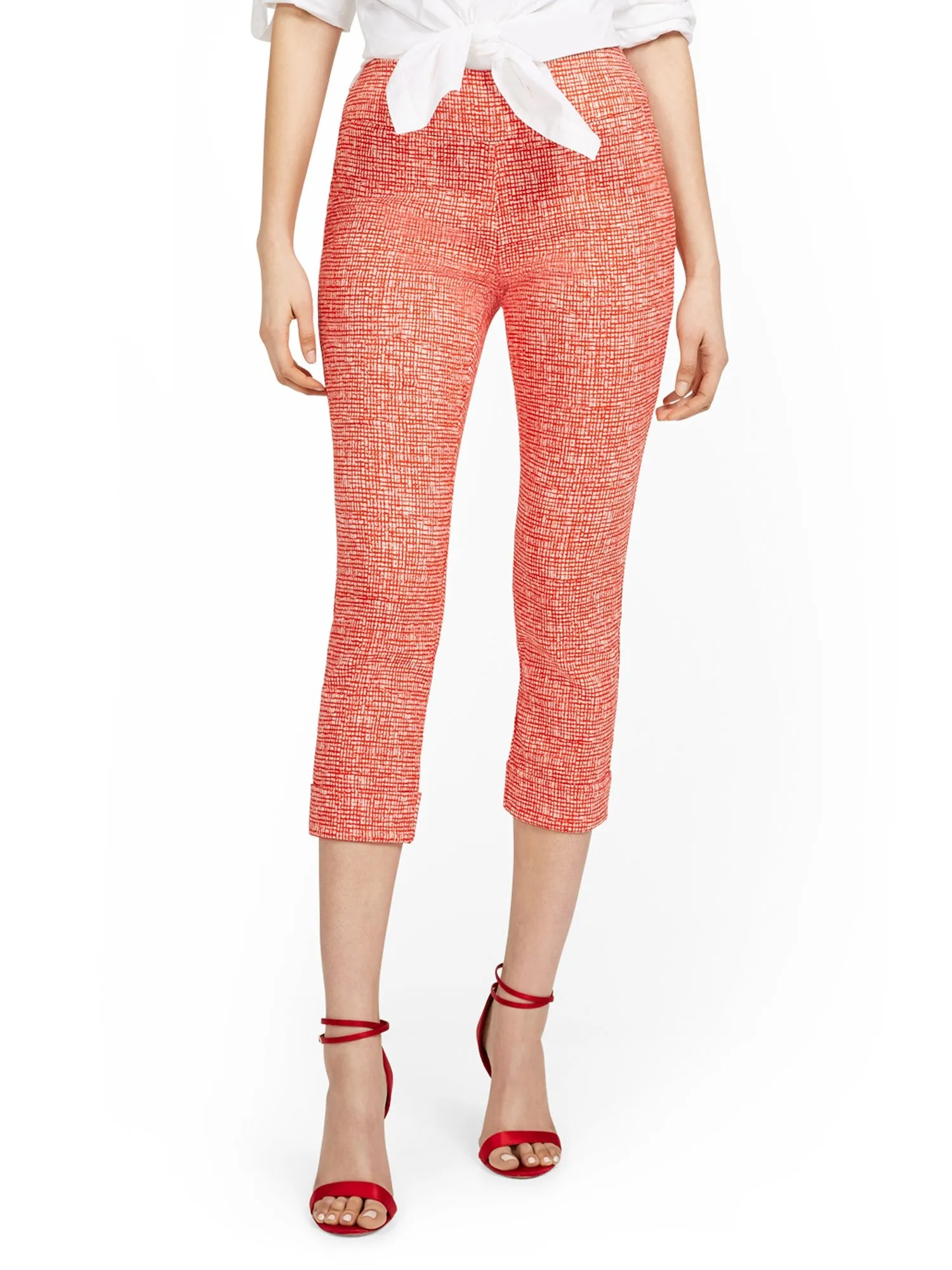 Tall Whitney High-Waisted Pull-On Slim-Leg Capri Pant - Crosshatch