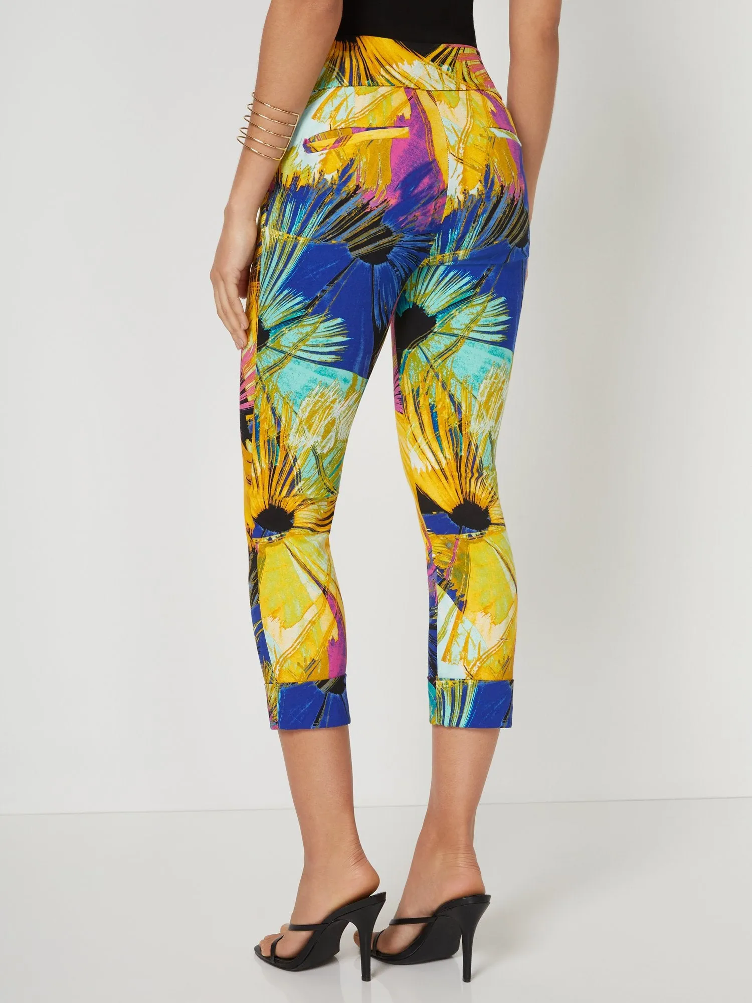 Tall Whitney High-Waisted Pull-On Slim-Leg Capri Pant - Firework Print