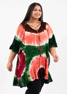 Tie Dye Ruffle Kaftan
