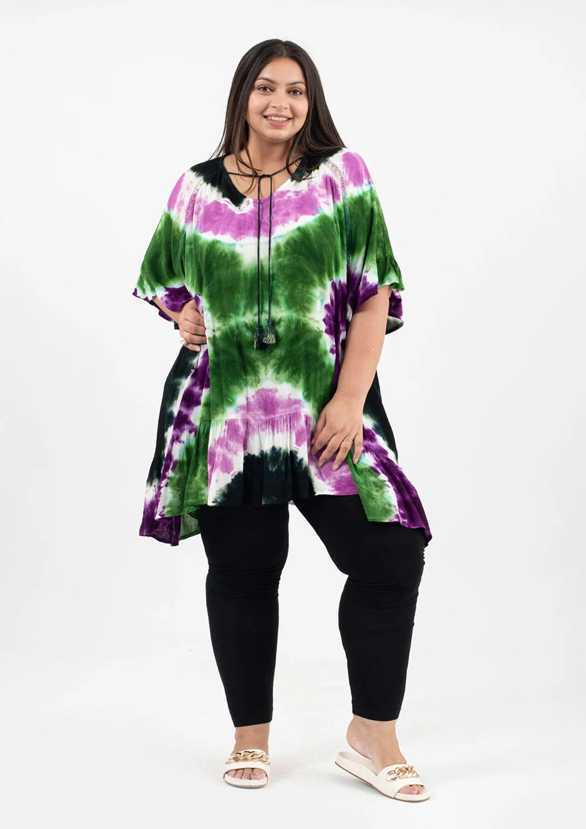 Tie Dye Ruffle Kaftan