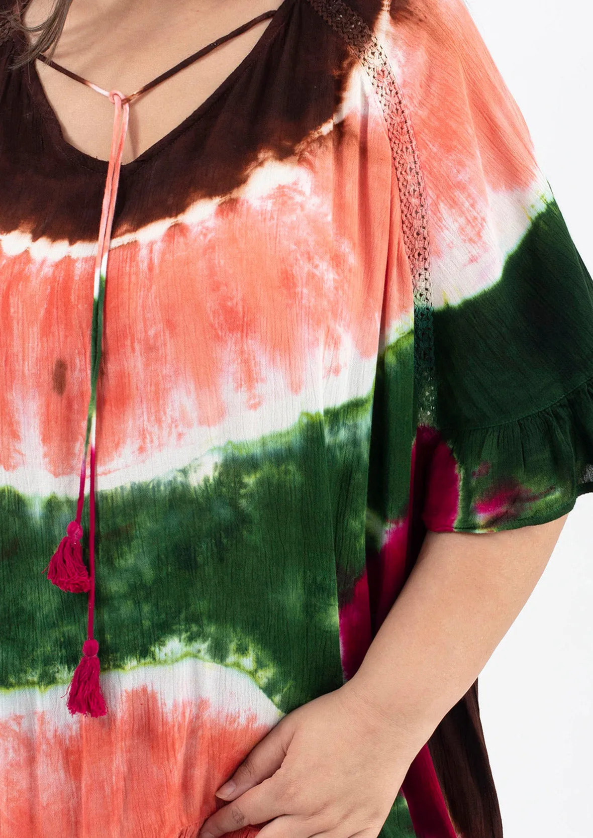 Tie Dye Ruffle Kaftan