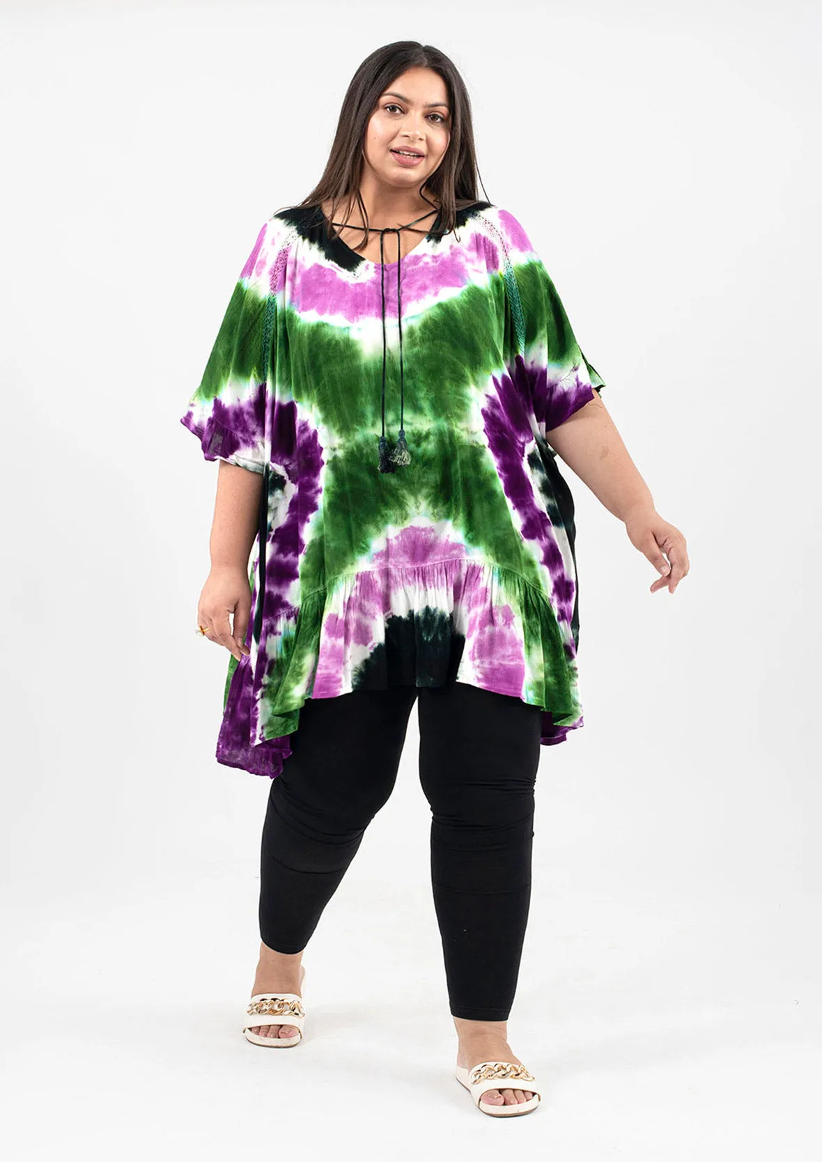 Tie Dye Ruffle Kaftan