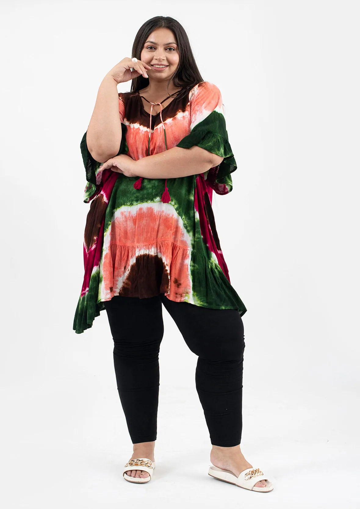 Tie Dye Ruffle Kaftan
