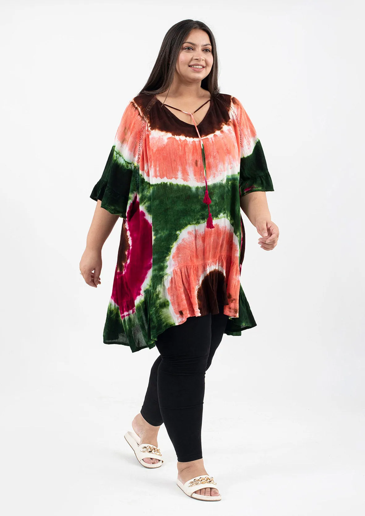 Tie Dye Ruffle Kaftan