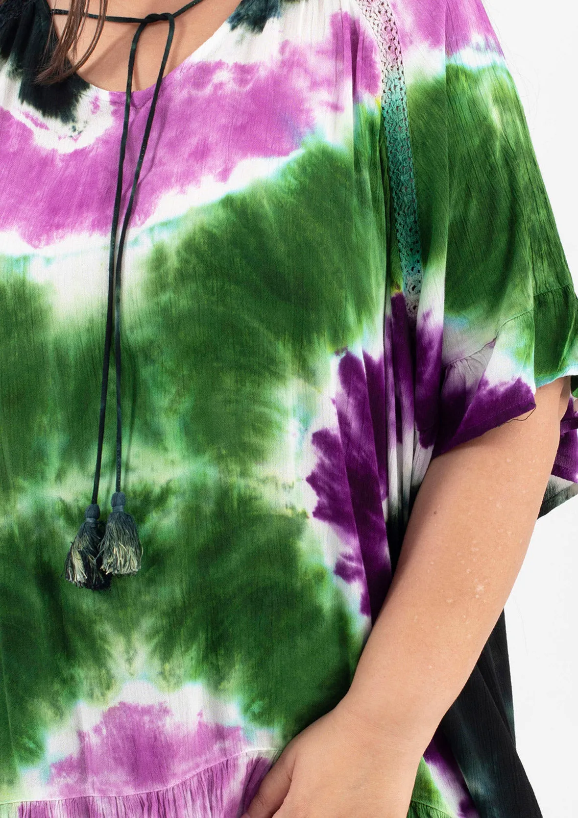 Tie Dye Ruffle Kaftan