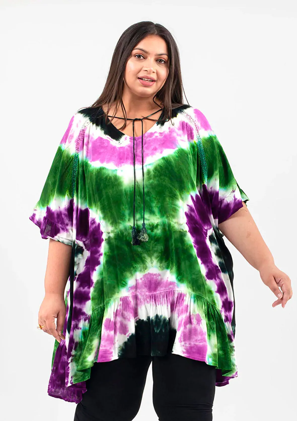 Tie Dye Ruffle Kaftan