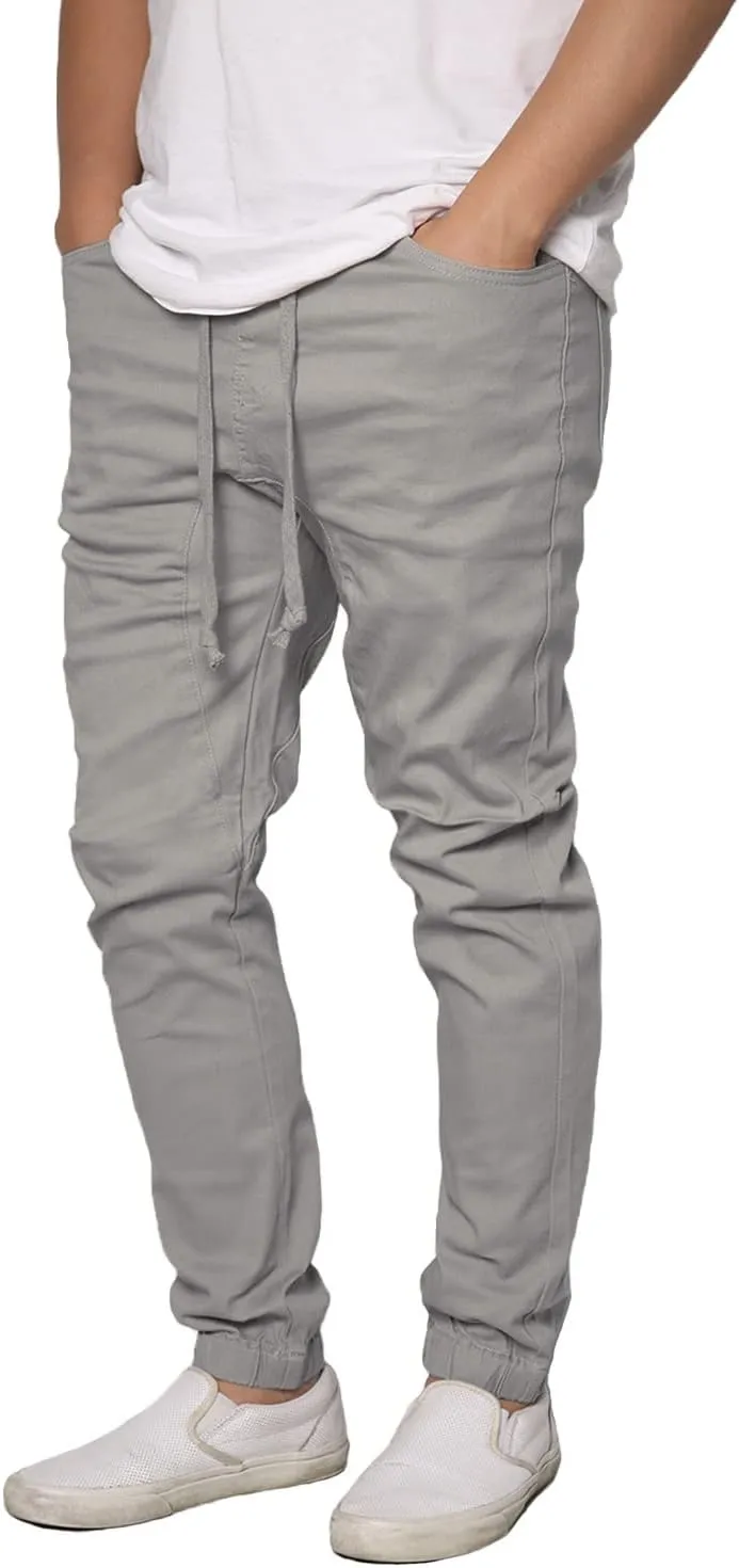 URBANJ Men's Stretch Twill Drop Crotch Jogger Pants S-5XL