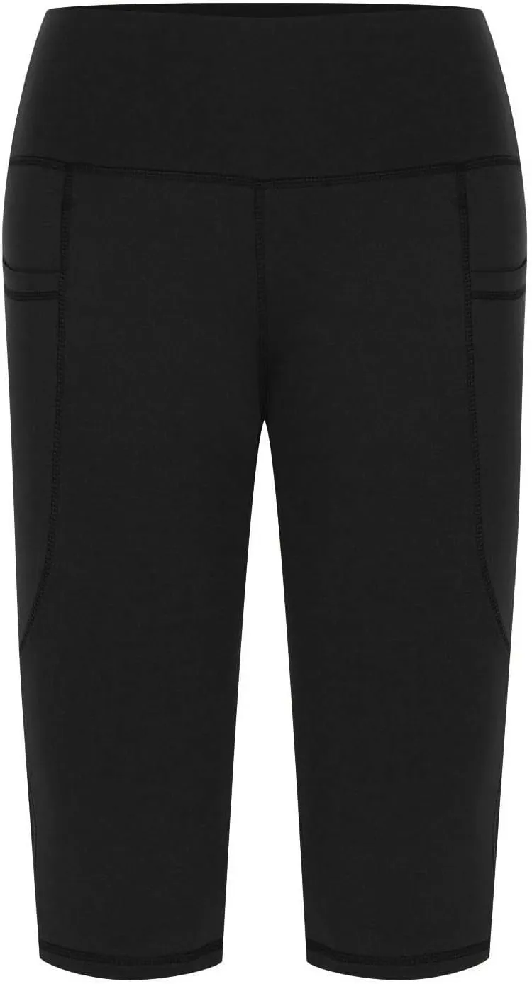 Women Knee Length Leggings Yoga Capris High Waisted Tummy Control Yoga Pants Athletic Biker Shorts with Pockets