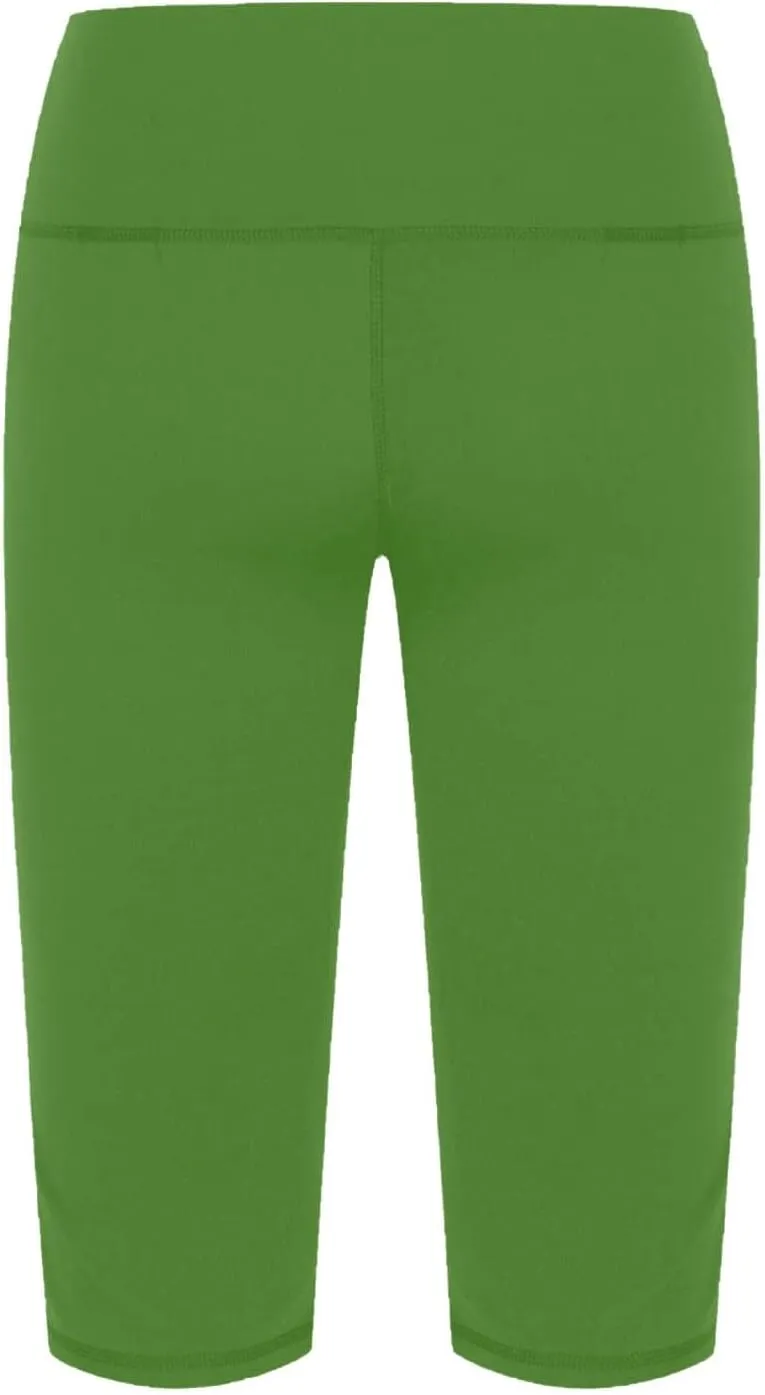 Women Knee Length Leggings Yoga Capris High Waisted Tummy Control Yoga Pants Athletic Biker Shorts with Pockets