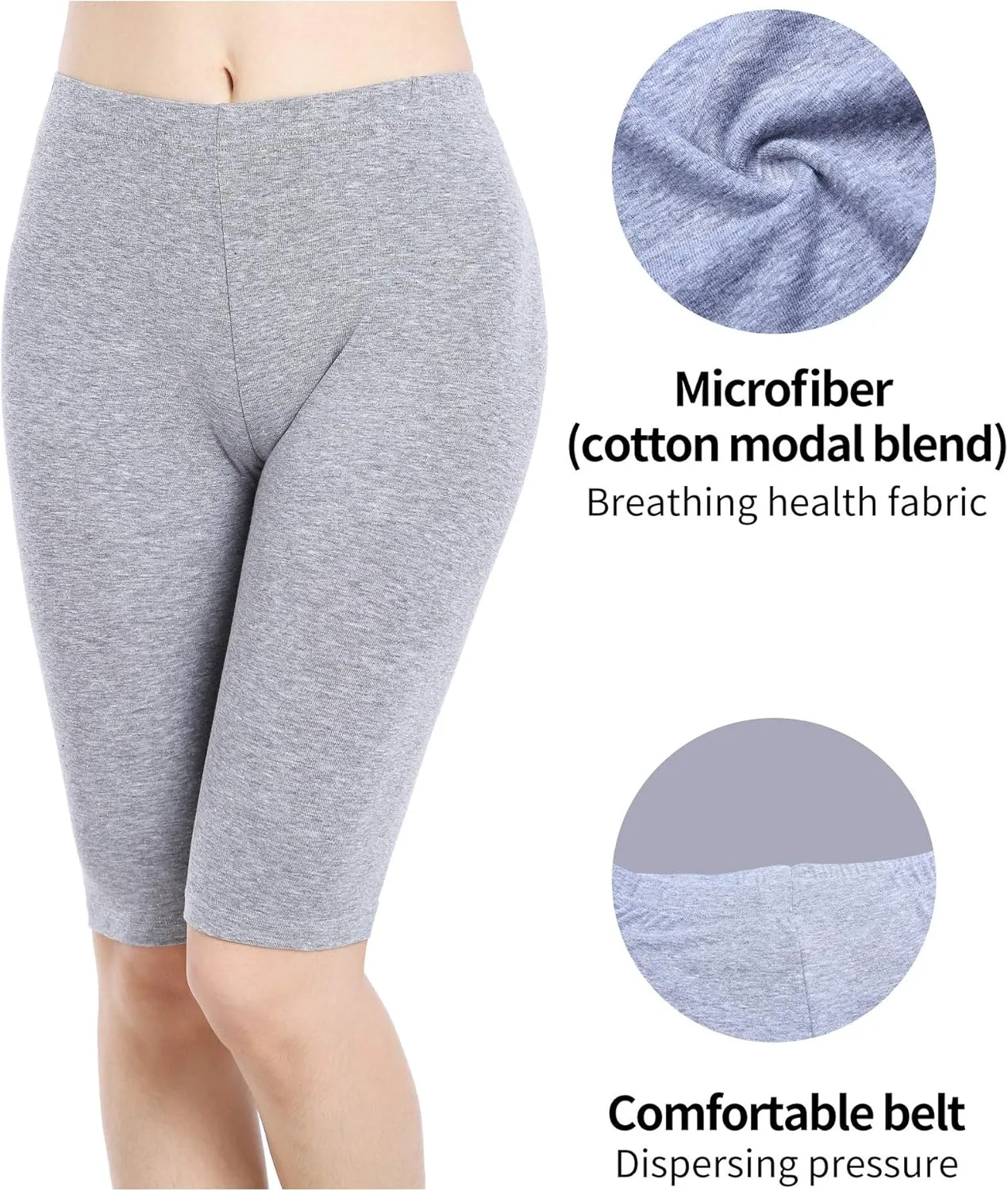 Women Under Dress Tight Shorts Stretch Knee Length Pants Thin Yoga Short Leggings