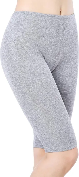 Women Under Dress Tight Shorts Stretch Knee Length Pants Thin Yoga Short Leggings