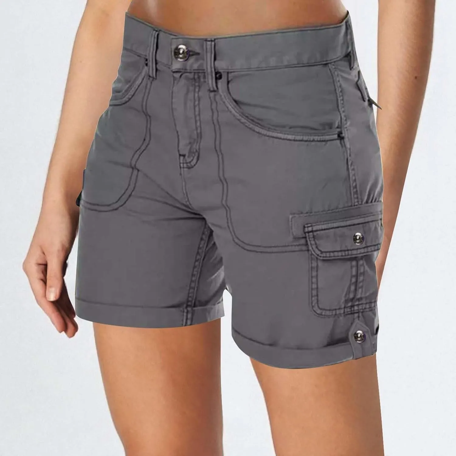 Womens Cargo Hiking Shorts Summer Casual High Waist Lightweight Cargo Shorts Althletic Workout Short with Pockets