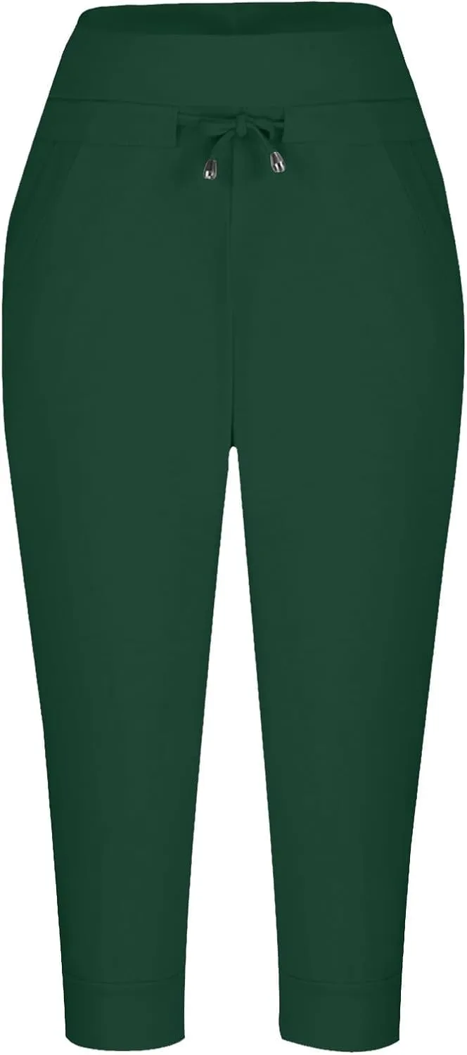 Women's Cropped Sweatpants Lightweight Summer Casual Capri Pants Drawstring Joggers Below Knee Length Shorts