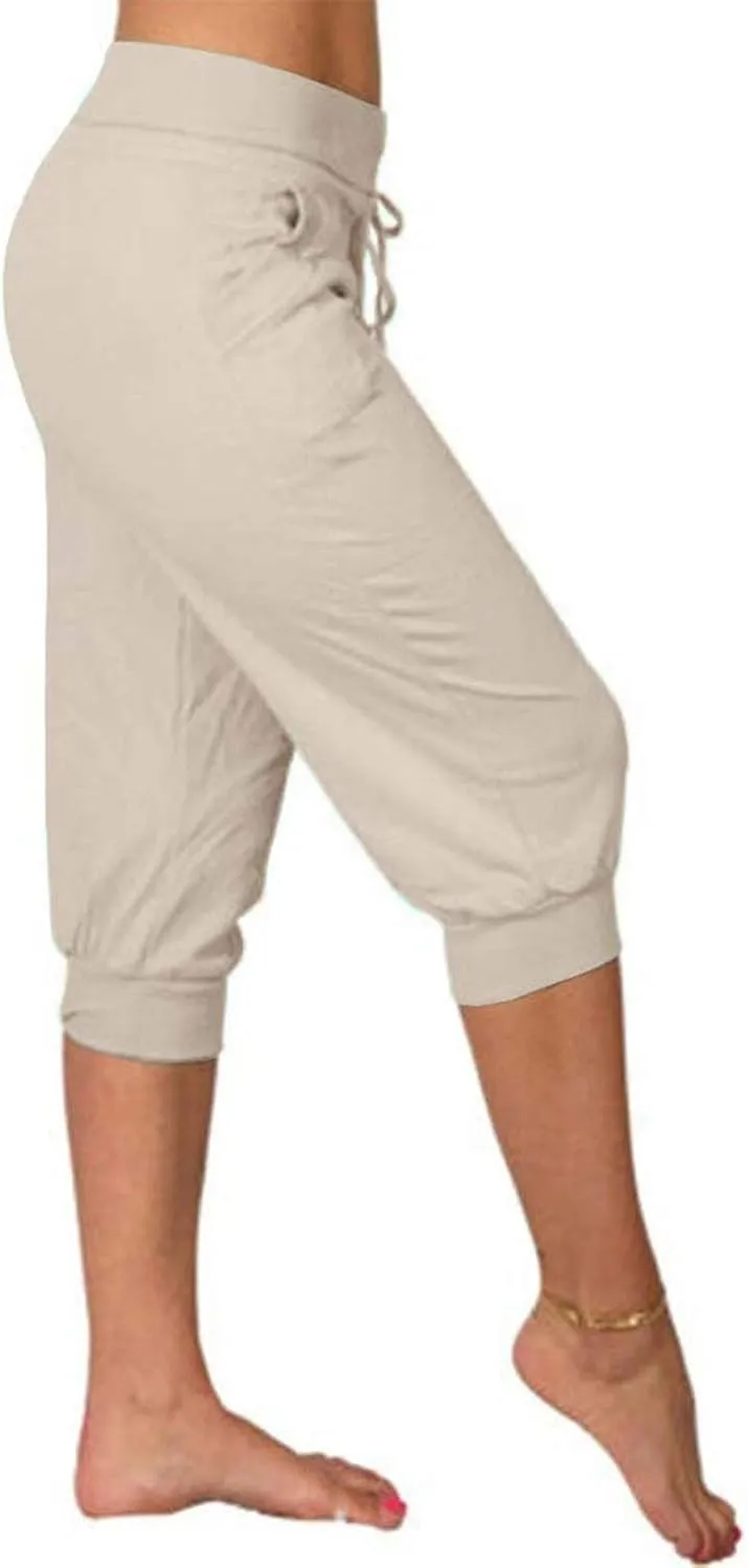 Women's Cropped Sweatpants Lightweight Summer Casual Capri Pants Drawstring Joggers Below Knee Length Shorts