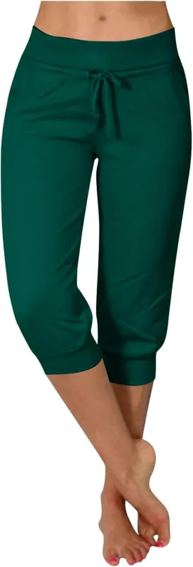 Women's Cropped Sweatpants Lightweight Summer Casual Capri Pants Drawstring Joggers Below Knee Length Shorts Women's Cropped Sweatpants Lightweight Summer Casual Capri Pants Drawstring Joggers Below Knee Length Shorts