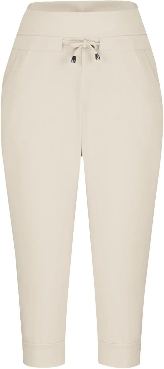 Women's Cropped Sweatpants Lightweight Summer Casual Capri Pants Drawstring Joggers Below Knee Length Shorts