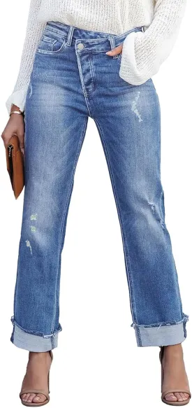 Womens Denim Cargo Pants Flap Pocket High Waisted Stretchy Straight Wide Leg Jeans Womens Denim Cargo Pants Flap Pocket High Waisted Stretchy Straight Wide Leg Jeans