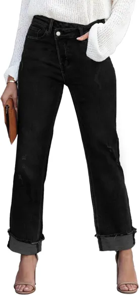 Womens Denim Cargo Pants Flap Pocket High Waisted Stretchy Straight Wide Leg Jeans Womens Denim Cargo Pants Flap Pocket High Waisted Stretchy Straight Wide Leg Jeans