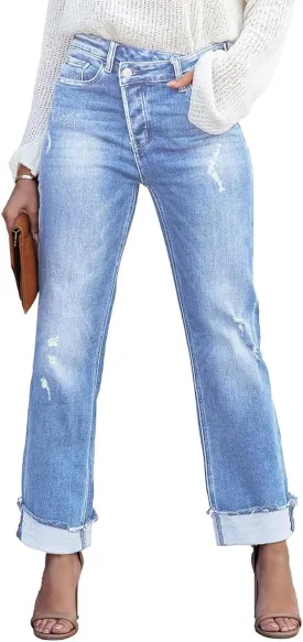 Womens Denim Cargo Pants Flap Pocket High Waisted Stretchy Straight Wide Leg Jeans Womens Denim Cargo Pants Flap Pocket High Waisted Stretchy Straight Wide Leg Jeans